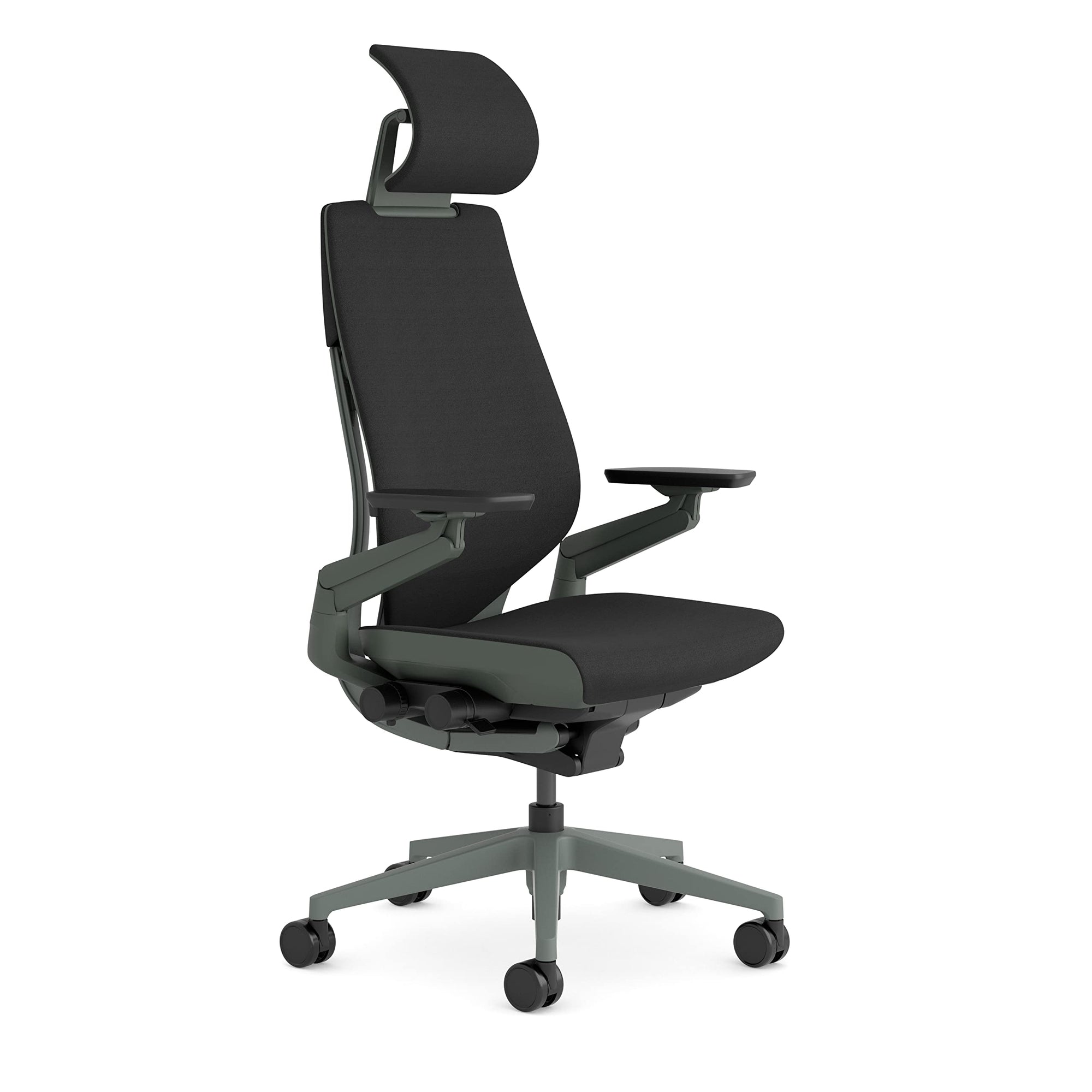 Steelcase Gesture, silla de oficina ergonómica con brazos 360º, sujeción lumbar y reposa cabeza regulables Ónix