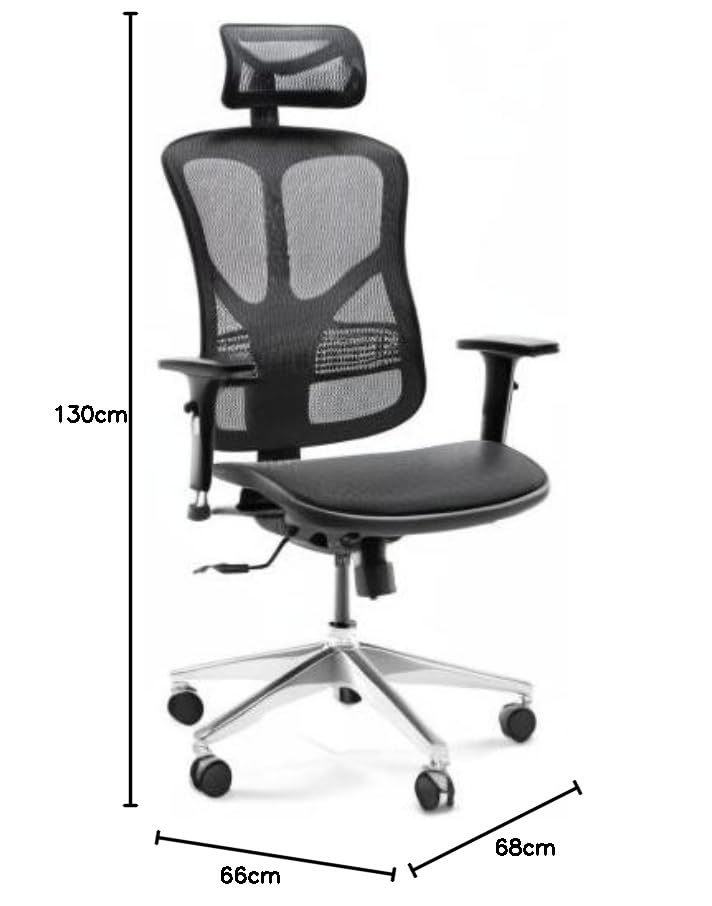 Diablo V-Basic Silla de Oficina Ergonómica Silla de Escritorio Giratoria con Apoyo Lumbar Integrado Reposabrazos 3D Reposacabezas Ajustable Función Balancín Altura Regulable (Negro)