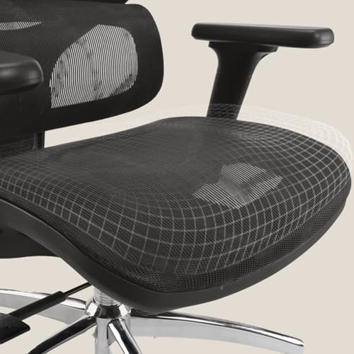 SIHOO M56B Silla de Escritorio Ergonómica de Oficina con Respaldo Alto, Soporte Lumbar 3D, Reposacabezas Ajustable y Malla Transpirable para Oficina en Casa - Negro
