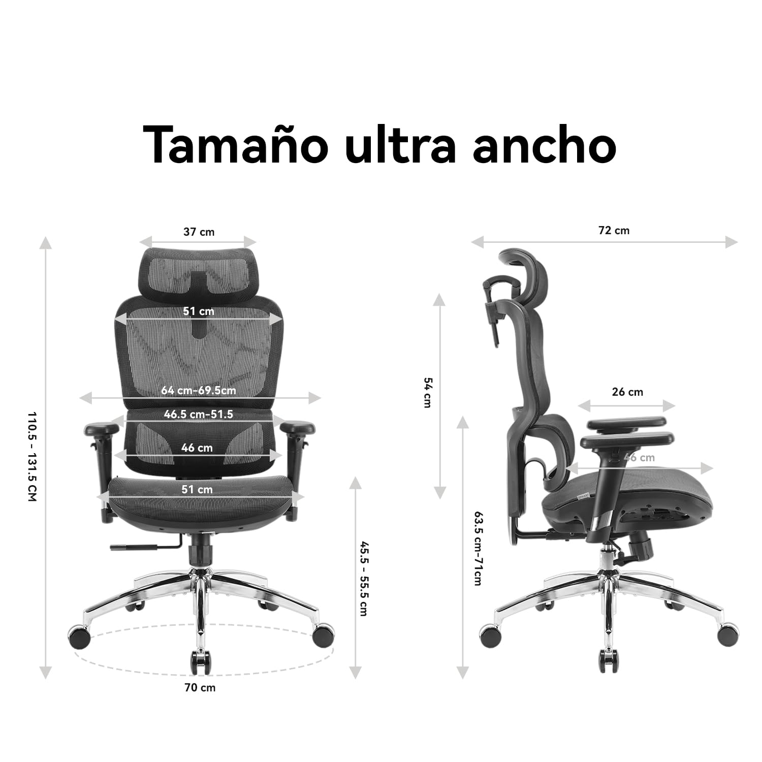 SIHOO M56B Silla de Escritorio Ergonómica de Oficina con Respaldo Alto, Soporte Lumbar 3D, Reposacabezas Ajustable y Malla Transpirable para Oficina en Casa - Negro