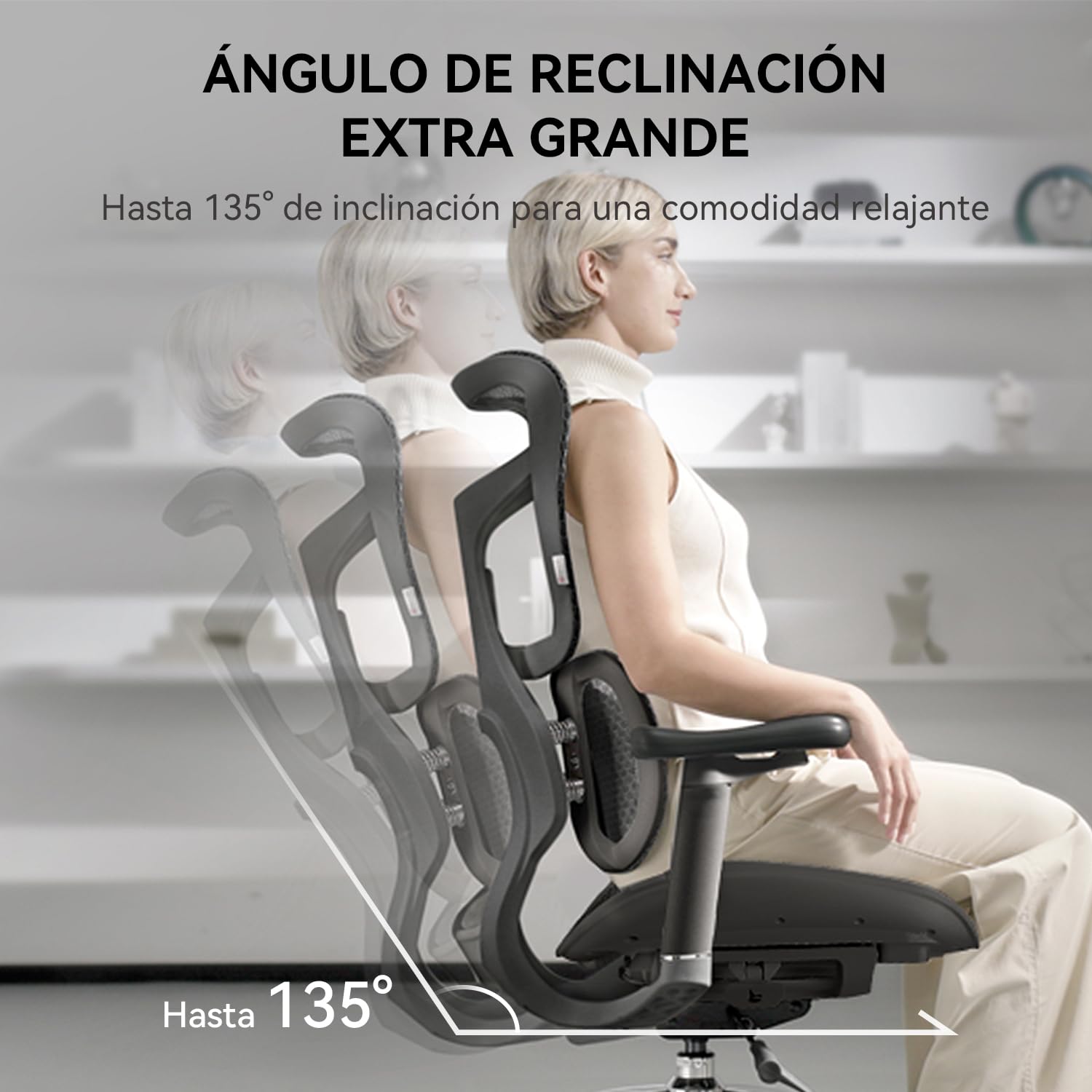 SIHOO Silla ergonómica de Oficina Doro S100 - con Soporte Lumbar dinámico Dual, Respaldo Ajustable en 5 Niveles, reposabrazos coordinados en 4D Adecuada para la Oficina en casa (S100 Negro)