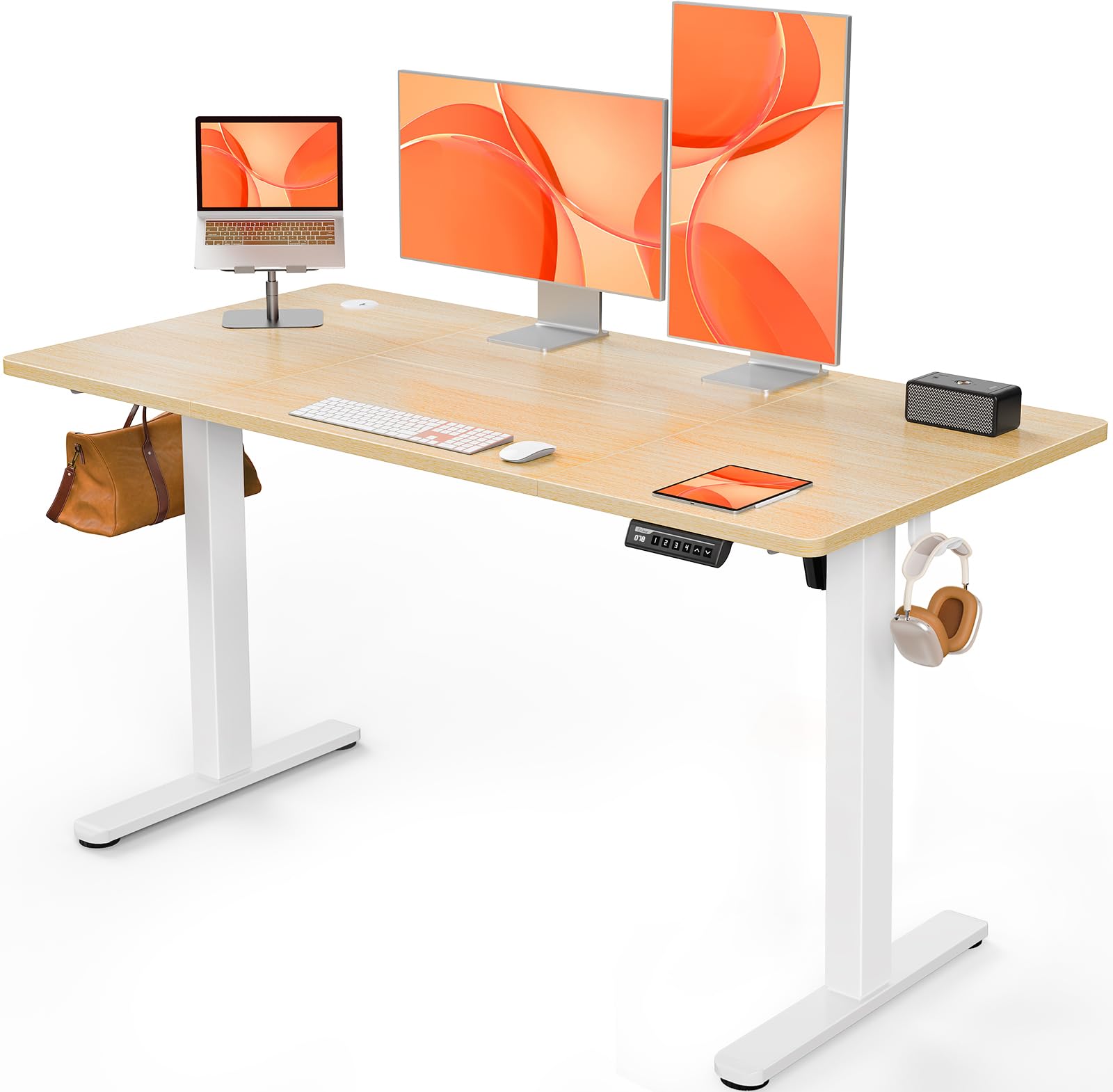 ErGear Escritorio Elevable Eléctrico, Escritorio Ajustable en Altura 140 x 70 cm, Mesa Elevable con Panel Inteligente de 7 Memorias, Mesa Escritorio Oficina en Casa con Tablero Ensamblado