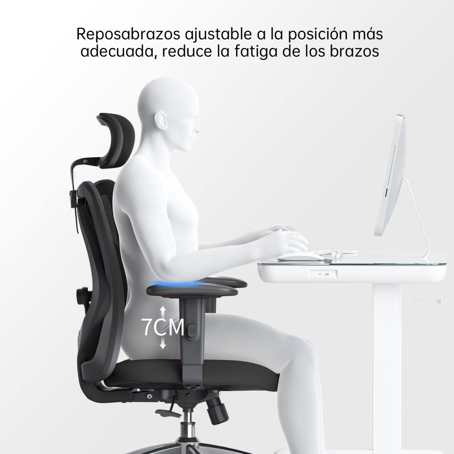 SIHOO M18 Silla Ergonómica de Oficina, Silla de Escritorio con Soporte Lumbar Ajustables, Reposacabezas y Apoyabrazos, Malla Giratoria, Mecanismo de Inclinación, Carga máxima de 150 kg/ 330LB