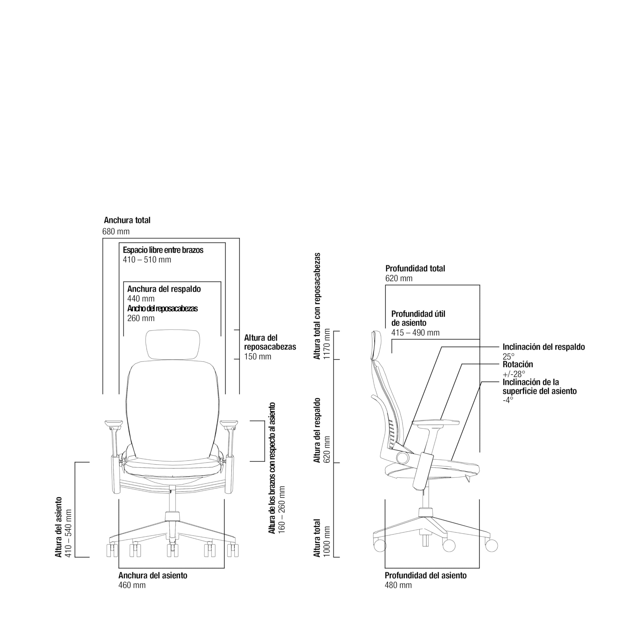 Steelcase Leap, silla de oficina ergonómica con sujeción lumbar regulable en altura y brazos regulables Ónix