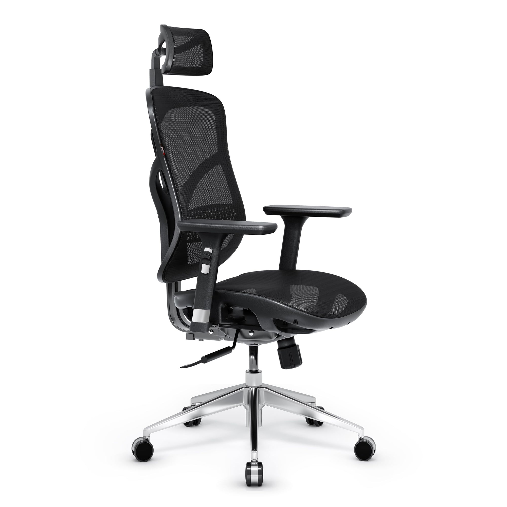 Diablo V-Basic Silla de Oficina Ergonómica Silla de Escritorio Giratoria con Apoyo Lumbar Integrado Reposabrazos 3D Reposacabezas Ajustable Función Balancín Altura Regulable (Negro)