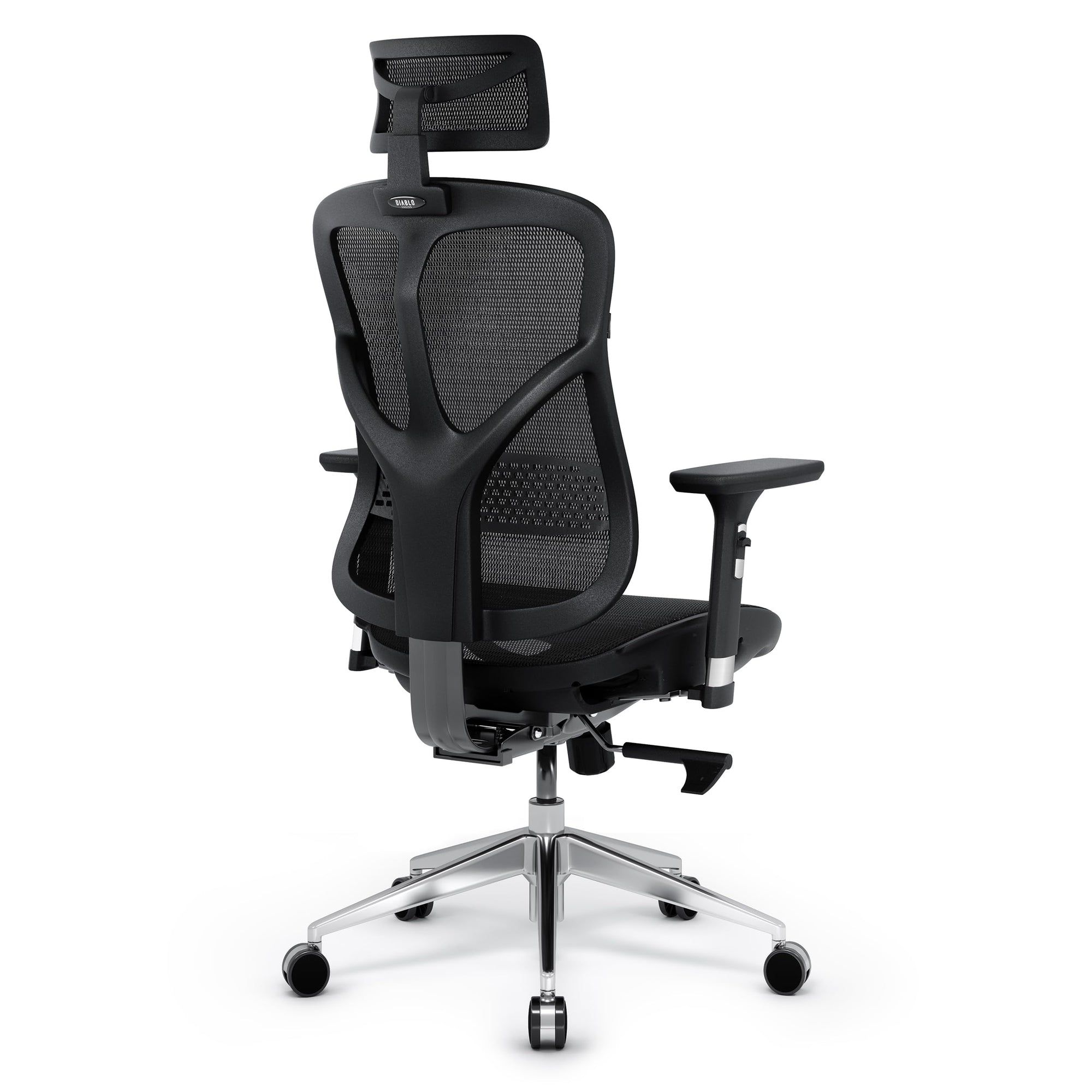 Diablo V-Basic Silla de Oficina Ergonómica Silla de Escritorio Giratoria con Apoyo Lumbar Integrado Reposabrazos 3D Reposacabezas Ajustable Función Balancín Altura Regulable (Negro)