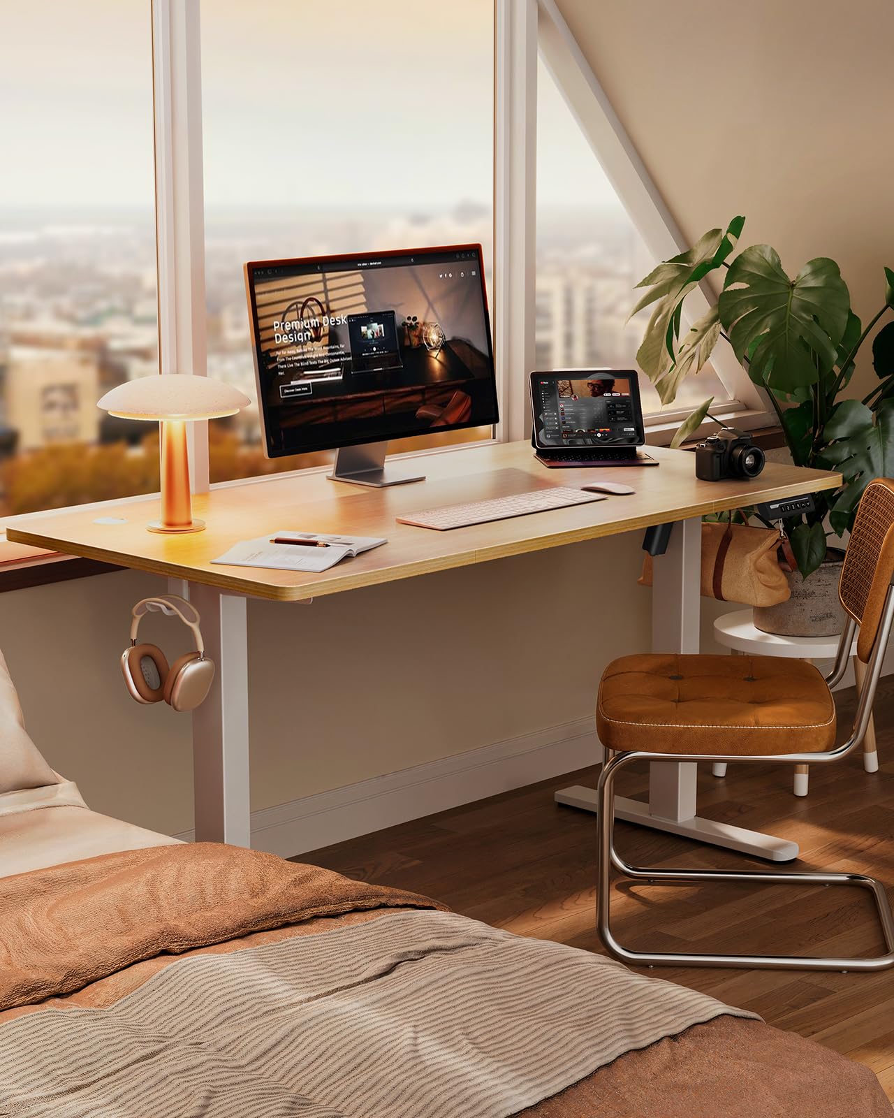 ErGear Escritorio Elevable Eléctrico, Escritorio Ajustable en Altura 140 x 70 cm, Mesa Elevable con Panel Inteligente de 7 Memorias, Mesa Escritorio Oficina en Casa con Tablero Ensamblado