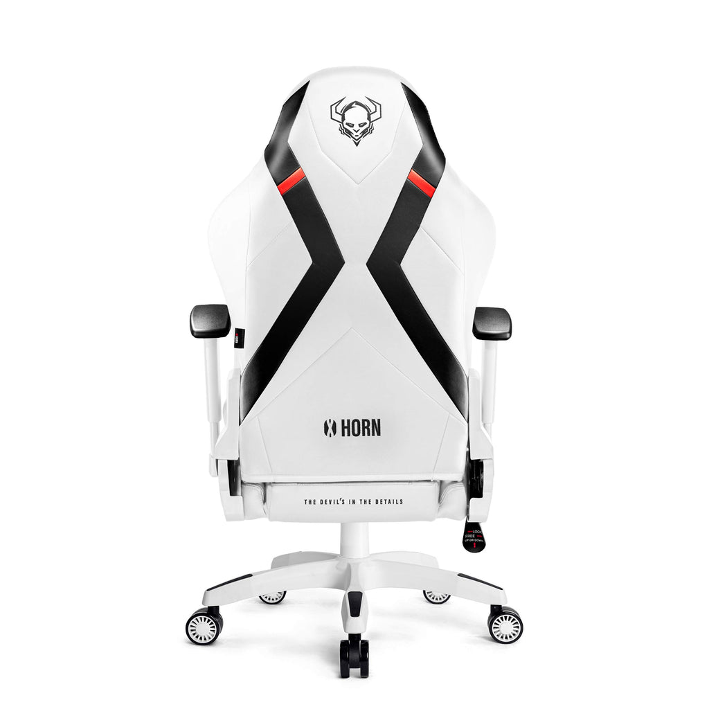 Diablo X-Horn Silla Gaming Oficina Gamer Apoyabrazos 3D Cojín Ajustable Diseño Ergonómico Cuero Sintético Función de Inclinación Blanco Normal (L)