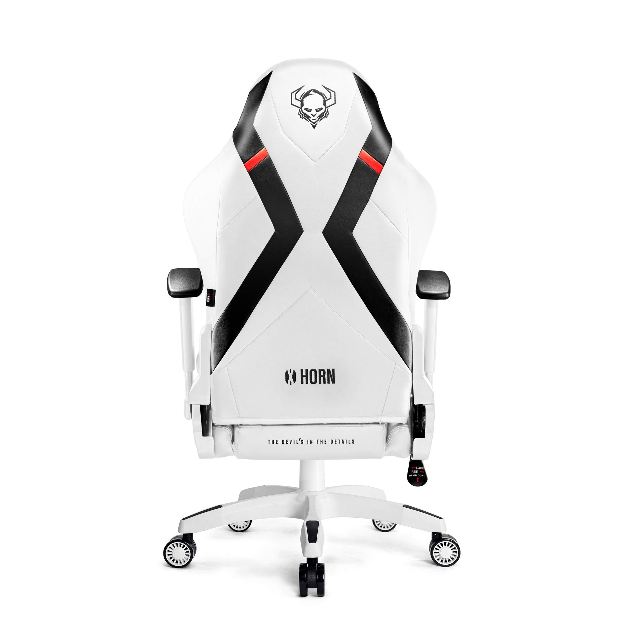 Diablo X-Horn Silla Gaming Oficina Gamer Apoyabrazos 3D Cojín Ajustable Diseño Ergonómico Cuero Sintético Función de Inclinación Blanco Normal (L)