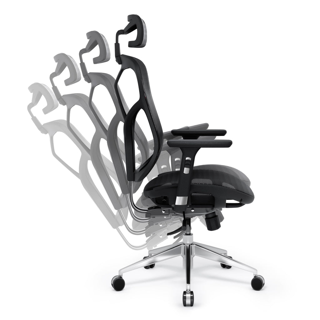 Diablo V-Basic Silla de Oficina Ergonómica Silla de Escritorio Giratoria con Apoyo Lumbar Integrado Reposabrazos 3D Reposacabezas Ajustable Función Balancín Altura Regulable (Negro)