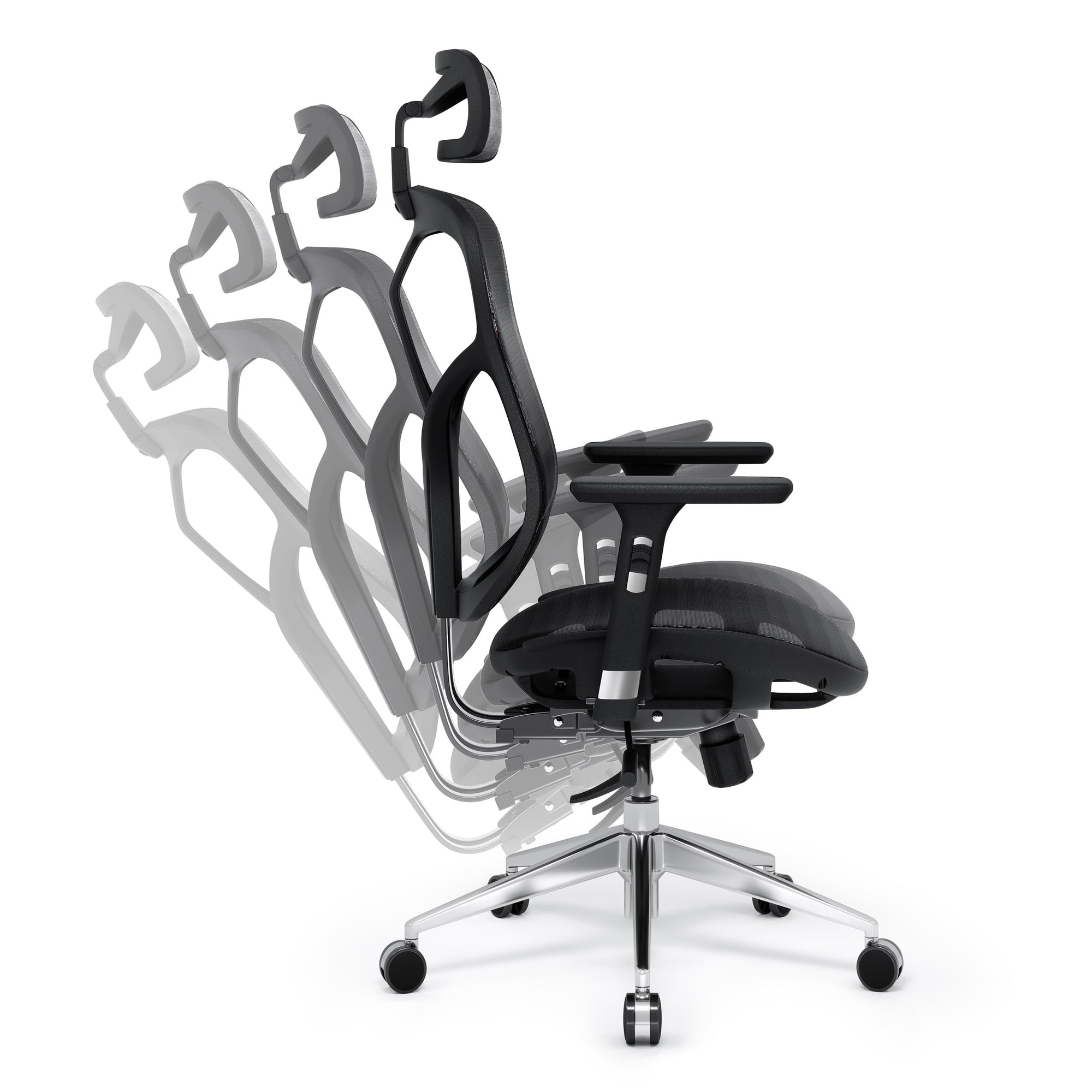 Diablo V-Basic Silla de Oficina Ergonómica Silla de Escritorio Giratoria con Apoyo Lumbar Integrado Reposabrazos 3D Reposacabezas Ajustable Función Balancín Altura Regulable (Negro)
