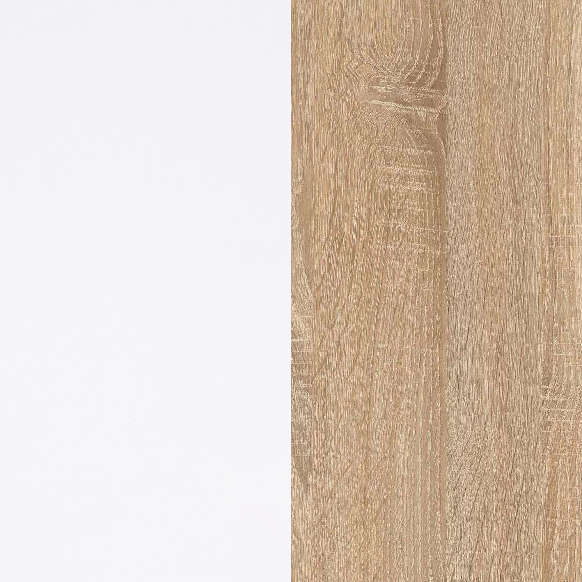 duehome | Mesa de Centro Elevable, Mesa Auxiliar, Modelo LYA, Acabado en Color Blanco Artik y Roble Canadian, Medidas: 102 cm (Largo) x 50 cm (Ancho) x 43-54 cm (Alto)