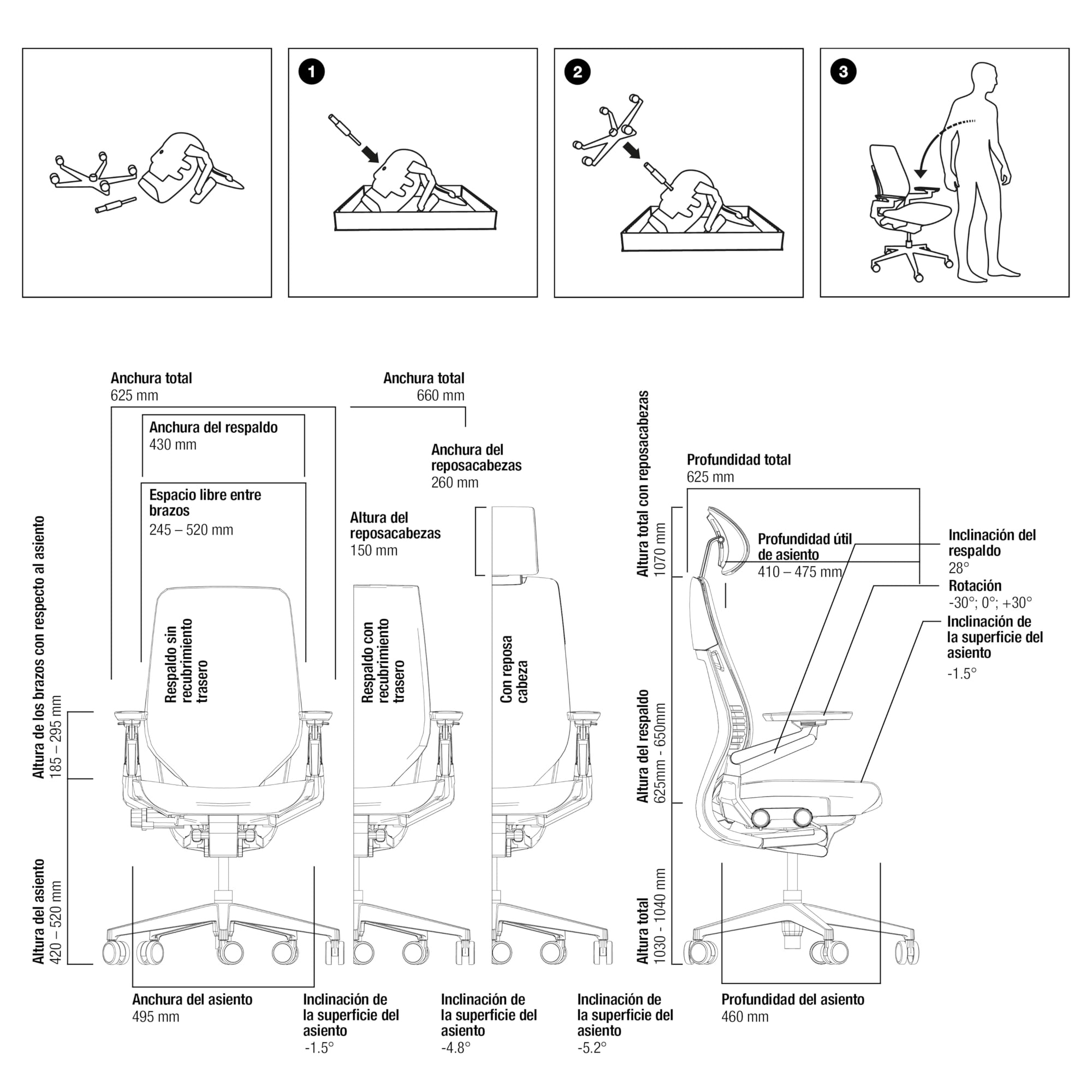 Steelcase Gesture, silla de oficina ergonómica con brazos 360º y sujeción lumbar regulable Trufa