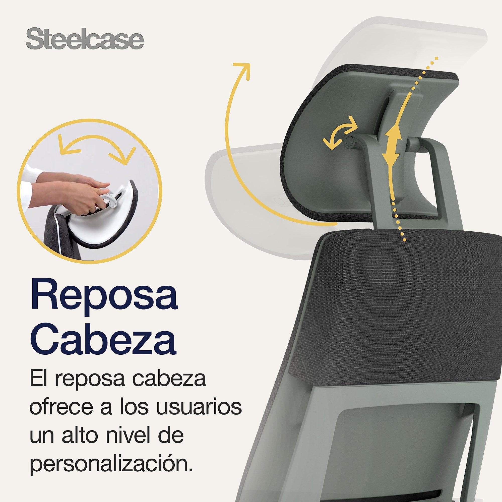 Steelcase Gesture, silla de oficina ergonómica con brazos 360º, sujeción lumbar y reposa cabeza regulables Ónix