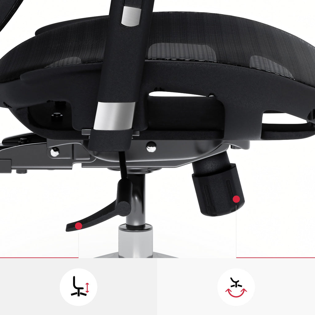 Diablo V-Basic Silla de Oficina Ergonómica Silla de Escritorio Giratoria con Apoyo Lumbar Integrado Reposabrazos 3D Reposacabezas Ajustable Función Balancín Altura Regulable (Negro)