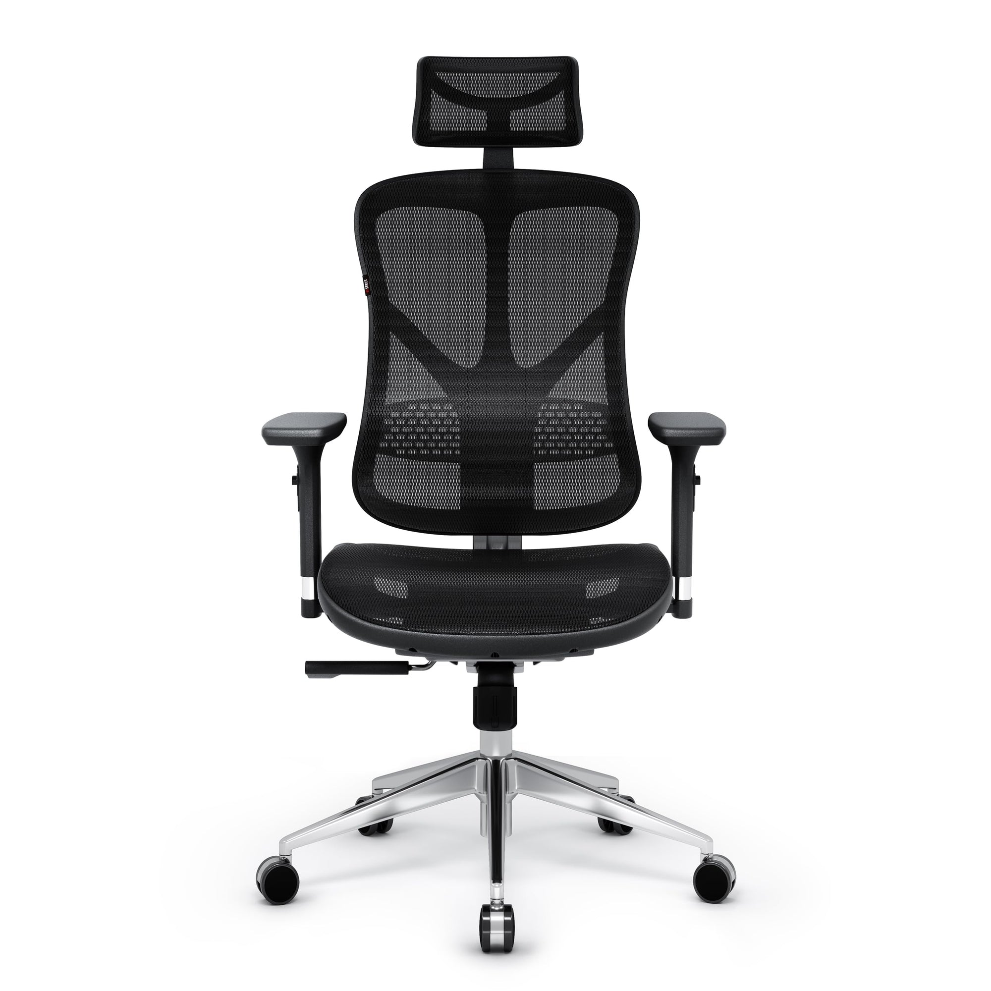 Diablo V-Basic Silla de Oficina Ergonómica Silla de Escritorio Giratoria con Apoyo Lumbar Integrado Reposabrazos 3D Reposacabezas Ajustable Función Balancín Altura Regulable (Negro)