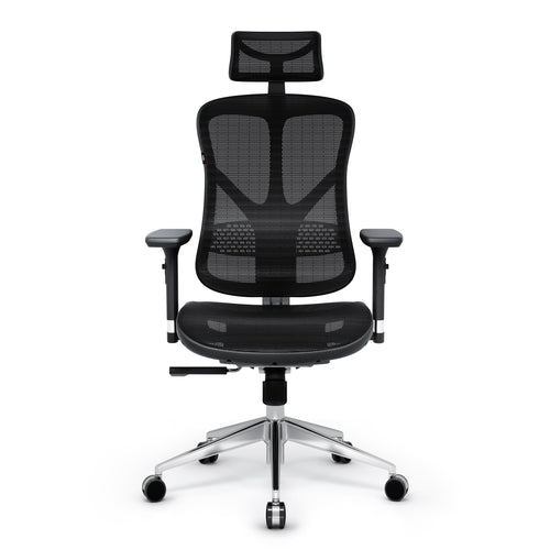 Diablo V-Basic Silla de Oficina Ergonómica Silla de Escritorio Giratoria con Apoyo Lumbar Integrado Reposabrazos 3D Reposacabezas Ajustable Función Balancín Altura Regulable (Negro)