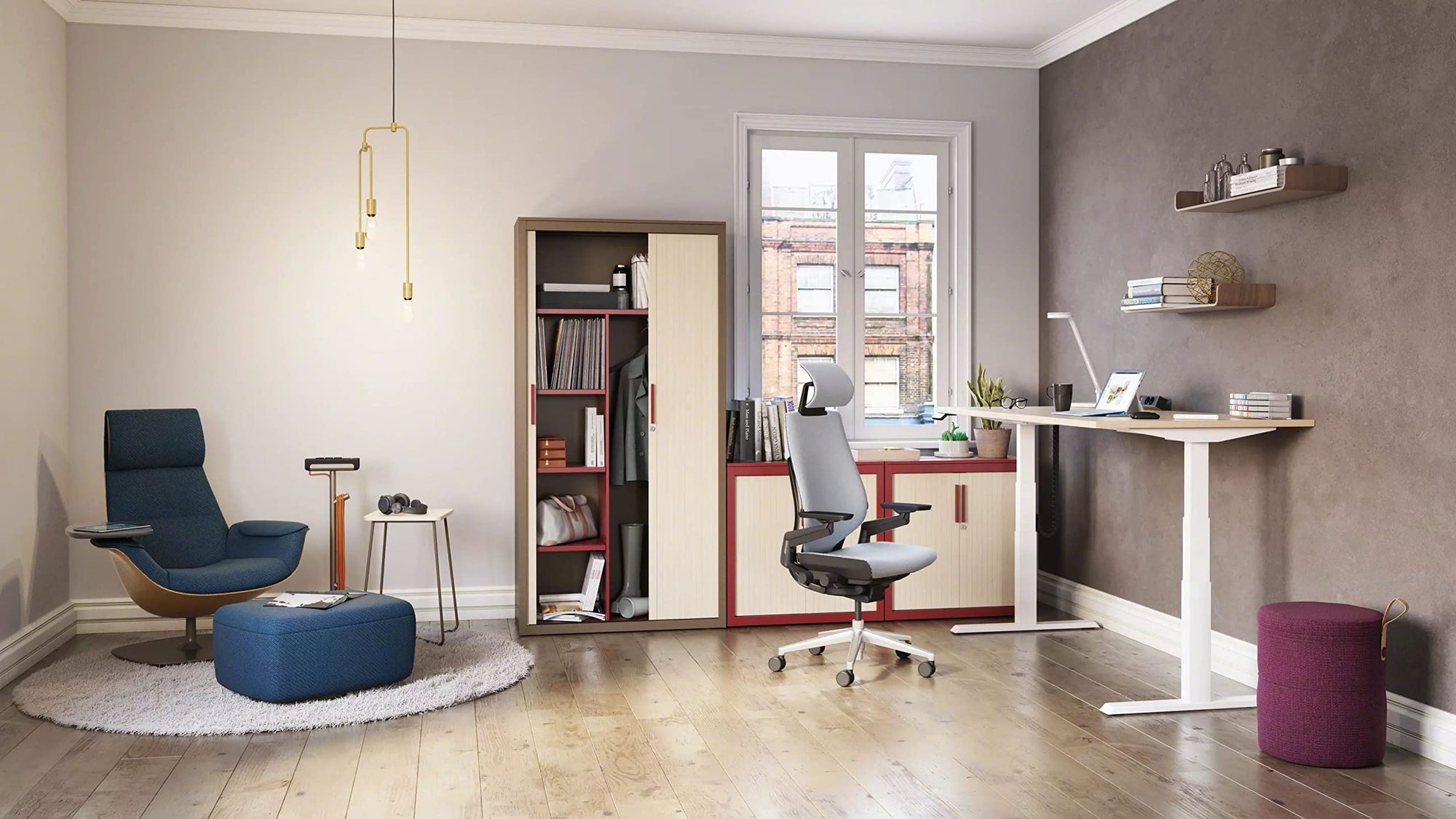 Steelcase Gesture, silla de oficina ergonómica con brazos 360º y sujeción lumbar regulable Trufa