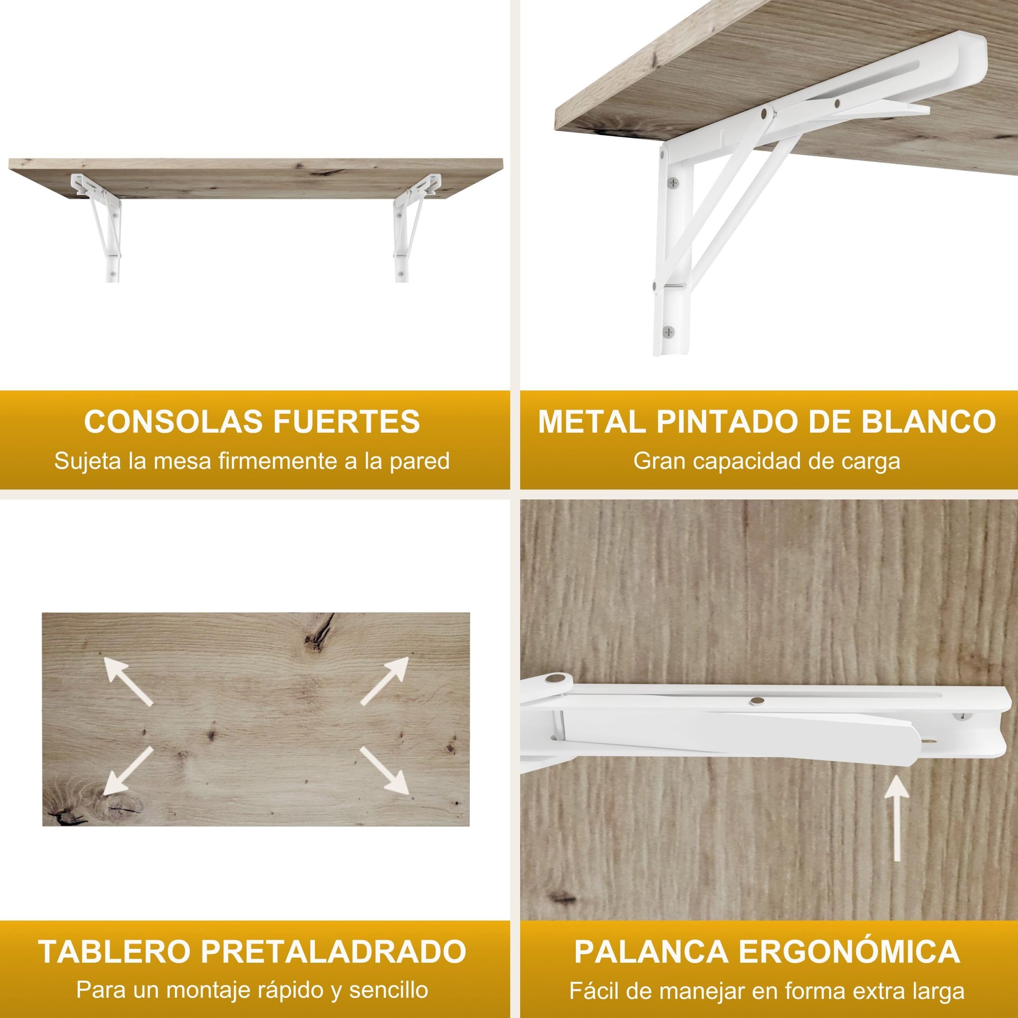 Mesa Plegable de Pared Tablero de Escritorio 80x40 cm en Roble nudoso Mesa Plegable Mesa de Comedor Mesa de Cocina para la Pared Mesa de Bar Mesa de pie Mesa de Pared Mesa Plegable para la Pared