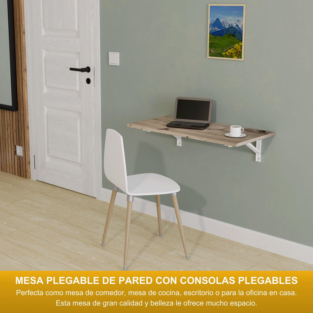 Mesa Plegable de Pared Tablero de Escritorio 80x40 cm en Roble nudoso Mesa Plegable Mesa de Comedor Mesa de Cocina para la Pared Mesa de Bar Mesa de pie Mesa de Pared Mesa Plegable para la Pared