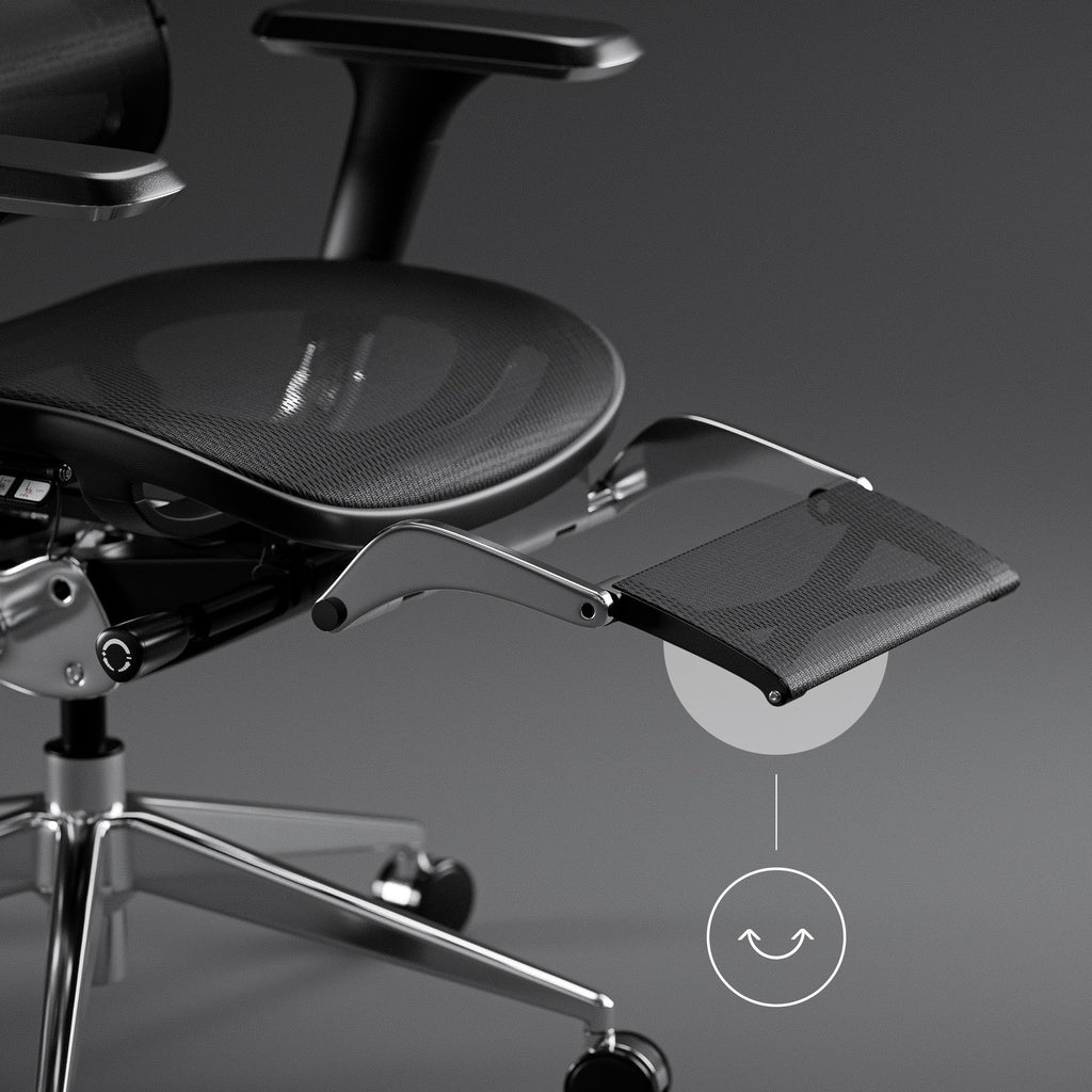 Diablo V-Master Silla de Escritorio ergonómica Silla de Oficina apoyabrazos Ajustables reposapiés Mecanismo de inclinación Malla Cuero sintético selección de Color (Negro)