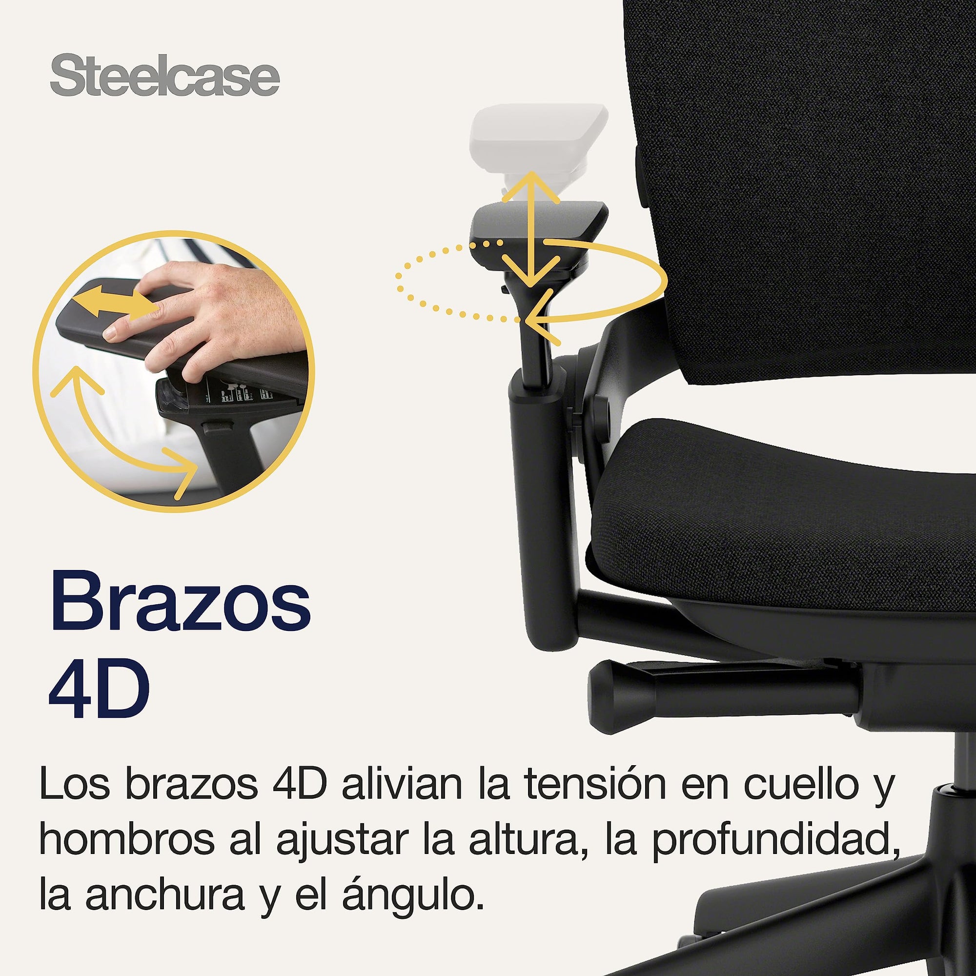 Steelcase Leap, silla de oficina ergonómica con sujeción lumbar regulable en altura y brazos regulables Ónix