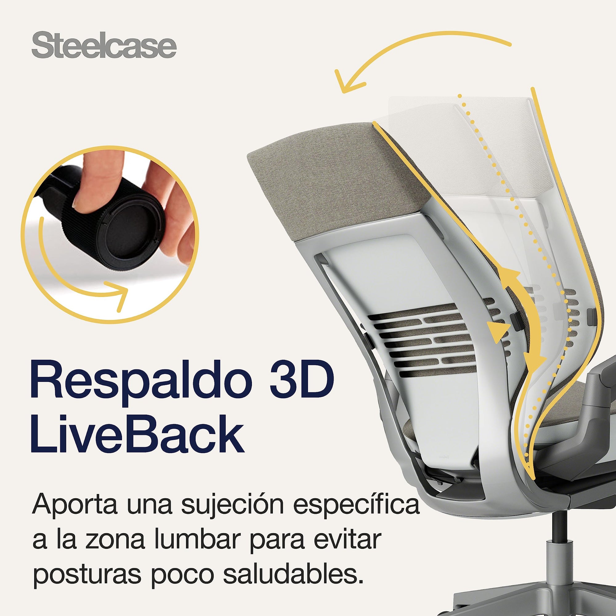 Steelcase Gesture, silla de oficina ergonómica con brazos 360º y sujeción lumbar regulable Trufa