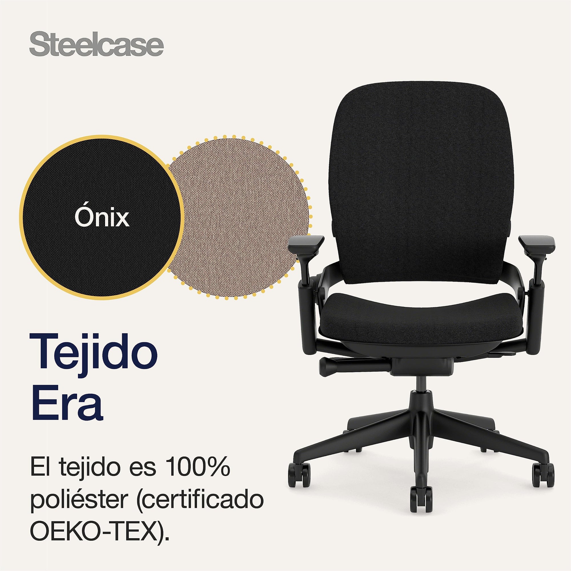 Steelcase Leap, silla de oficina ergonómica con sujeción lumbar regulable en altura y brazos regulables Ónix