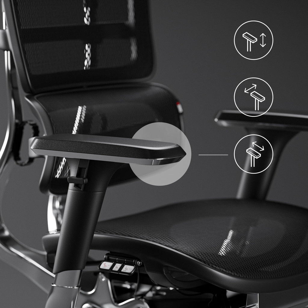 Diablo V-Master Silla de Escritorio ergonómica Silla de Oficina apoyabrazos Ajustables reposapiés Mecanismo de inclinación Malla Cuero sintético selección de Color (Negro)